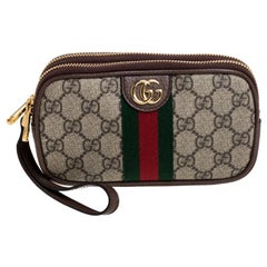 Gucci Beige/Ebony GG Supreme Ophidia Handtäschchen aus Canvas und Leder