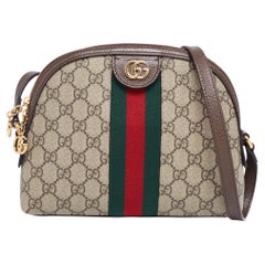 Gucci Beige/Ebony GG Supreme Canvas and Leather Small Ophidia Crossbody Bag