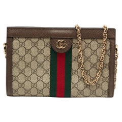 Gucci Beige/Ebony GG Supreme Canvas and Leather Small Ophidia Shoulder Bag