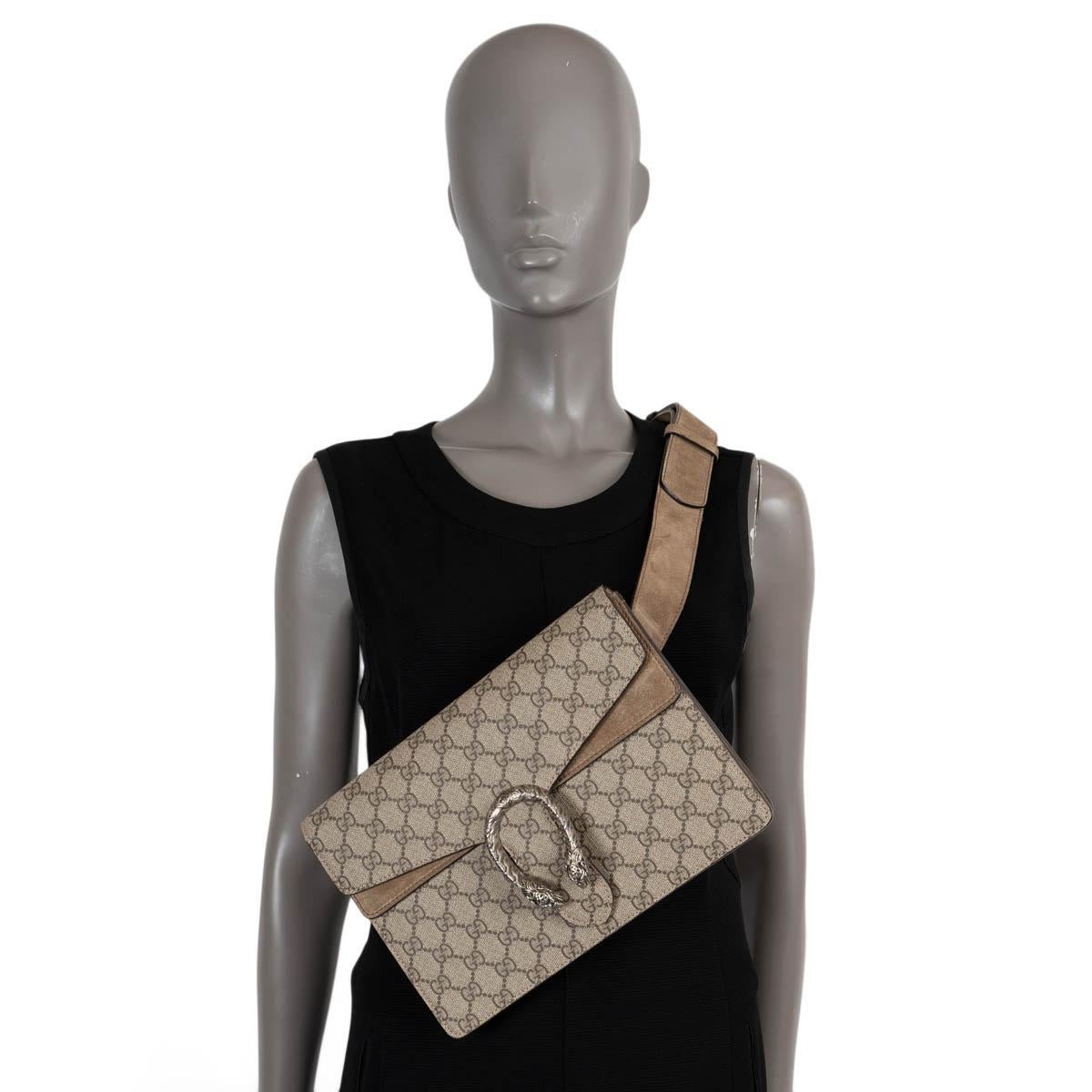 GUCCI beige ebony GG Supreme canvas DIONYSUS Belt Bag For Sale 5