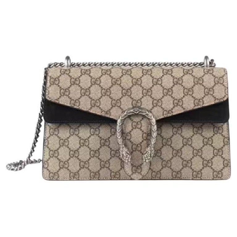 Gucci Beige/Ebony GG Supreme Canvas Dionysus Small GG Shoulder Bag For Sale  at 1stDibs