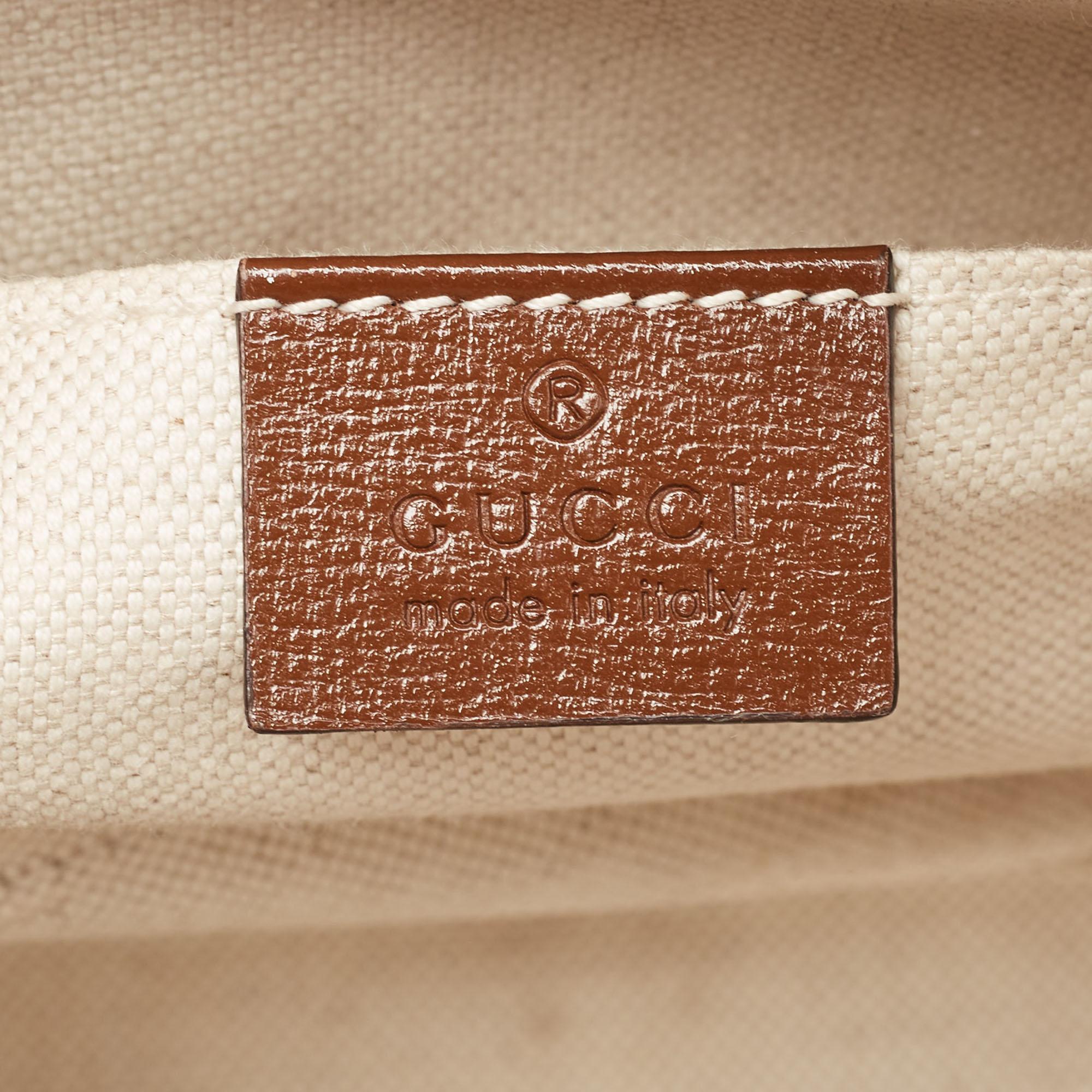 Gucci Beige/Ebony GG Supreme Canvas Mini Horsebit 1955 Top Handle Bag For Sale 7