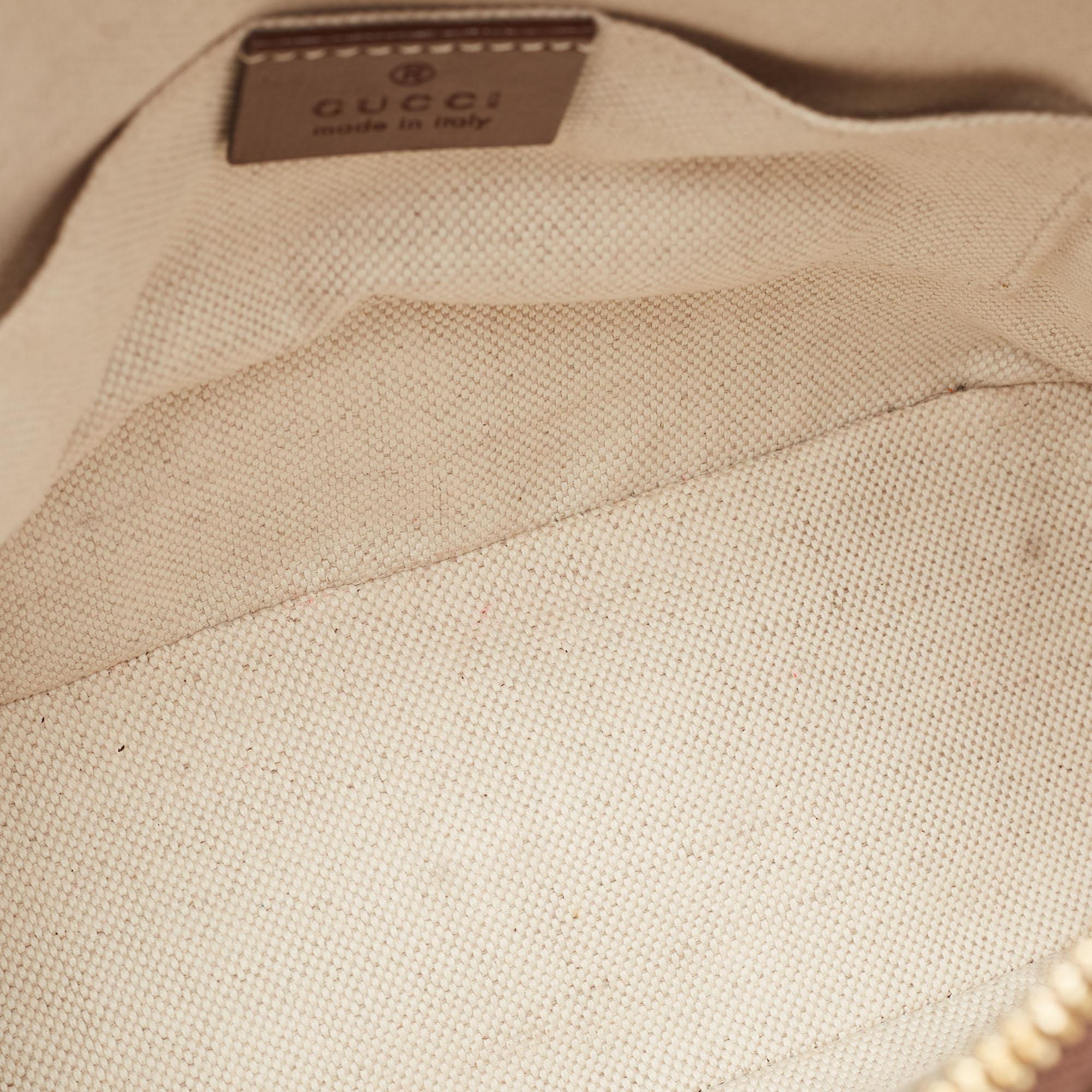 Gucci Beige/Ebony GG Supreme Canvas Mini Horsebit 1955 Top Handle Bag For Sale 8