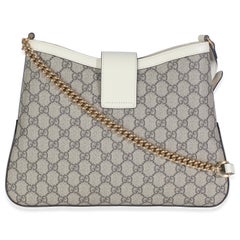 Gucci Beige Ebony GG Supreme Canvas Moon Calfskin Medium Padlock Shoulder Bag