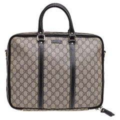 Used Gucci Beige-Ebony GG Supreme Coated Canvas And Leather Briefcase