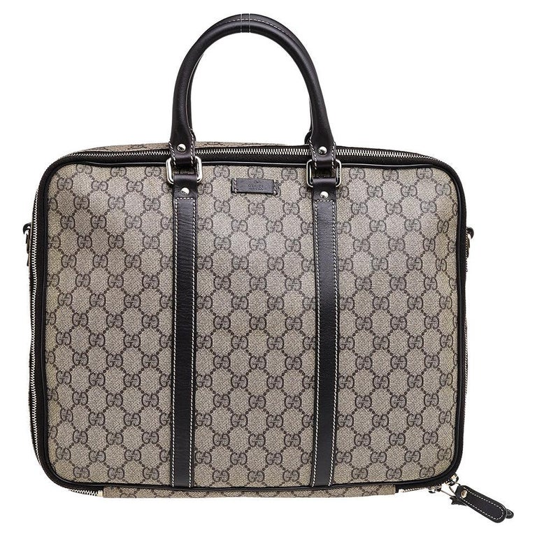 Gucci Beige-Ebony GG Supreme Coated Canvas And Leather Briefcase at 1stDibs  | gucci 201480