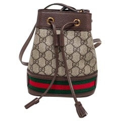 Gucci Beige/Ebony GG Supreme Coated Canvas and Leather Mini Ophidia Bucket Bag