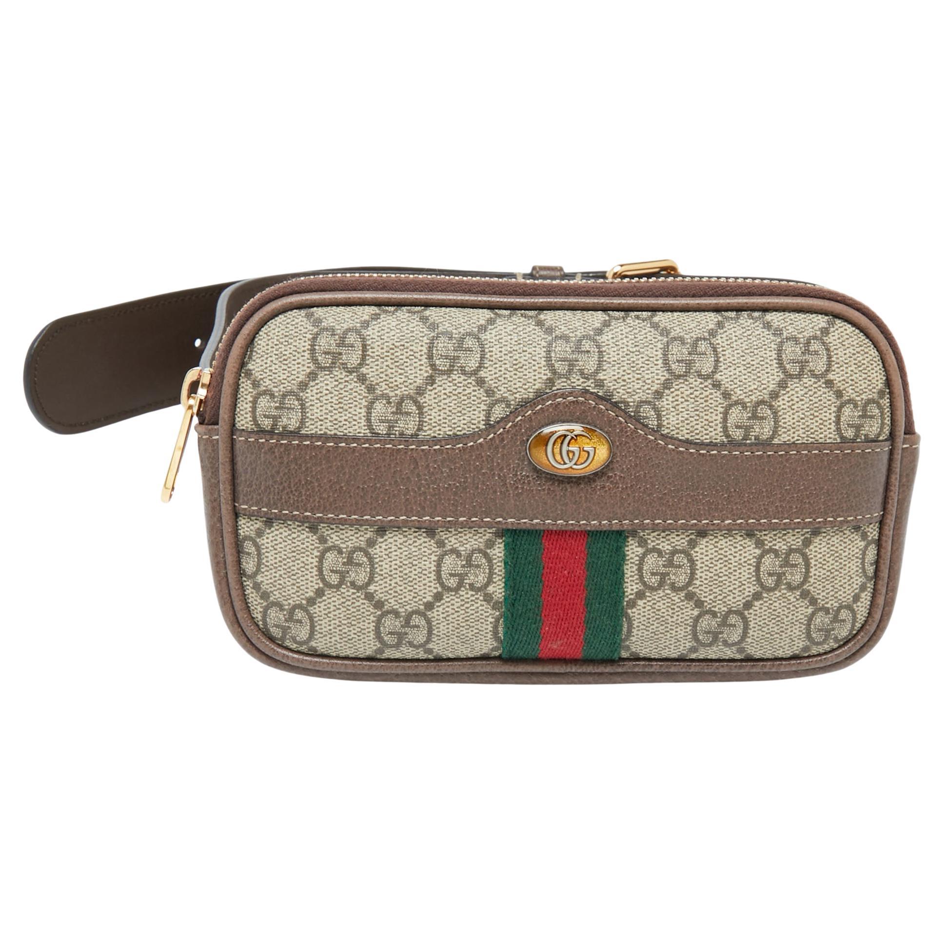 Gucci Beige/Ebony GG Supreme Coated Canvas and Leather Ophidia Belt Bag