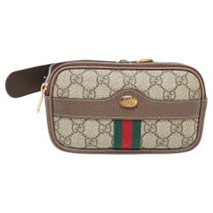 Gucci Beige/Ebenholz GG Supreme Gürteltasche aus beschichtetem Segeltuch und Leder mit Ophidia