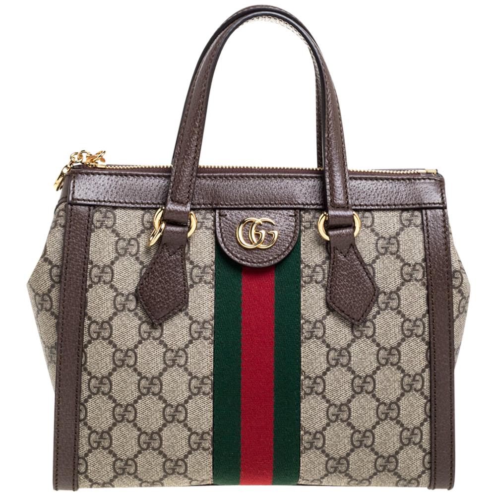 Gucci Beige/Ebony GG Supreme Coated Canvas and Leather Ophidia Tote