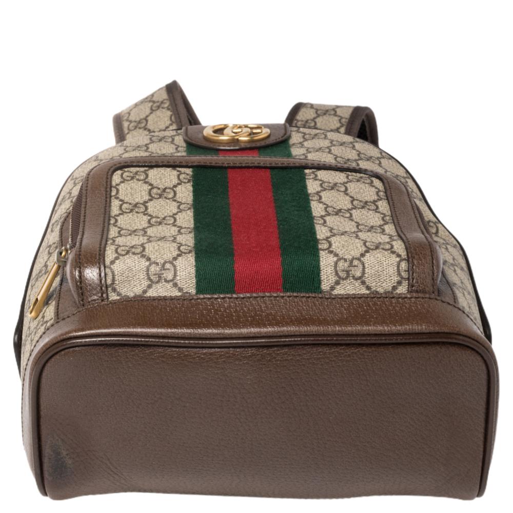 Women's Gucci Beige/Ebony GG Supreme Coated Canvas and Leather Small Ophidia Backpack