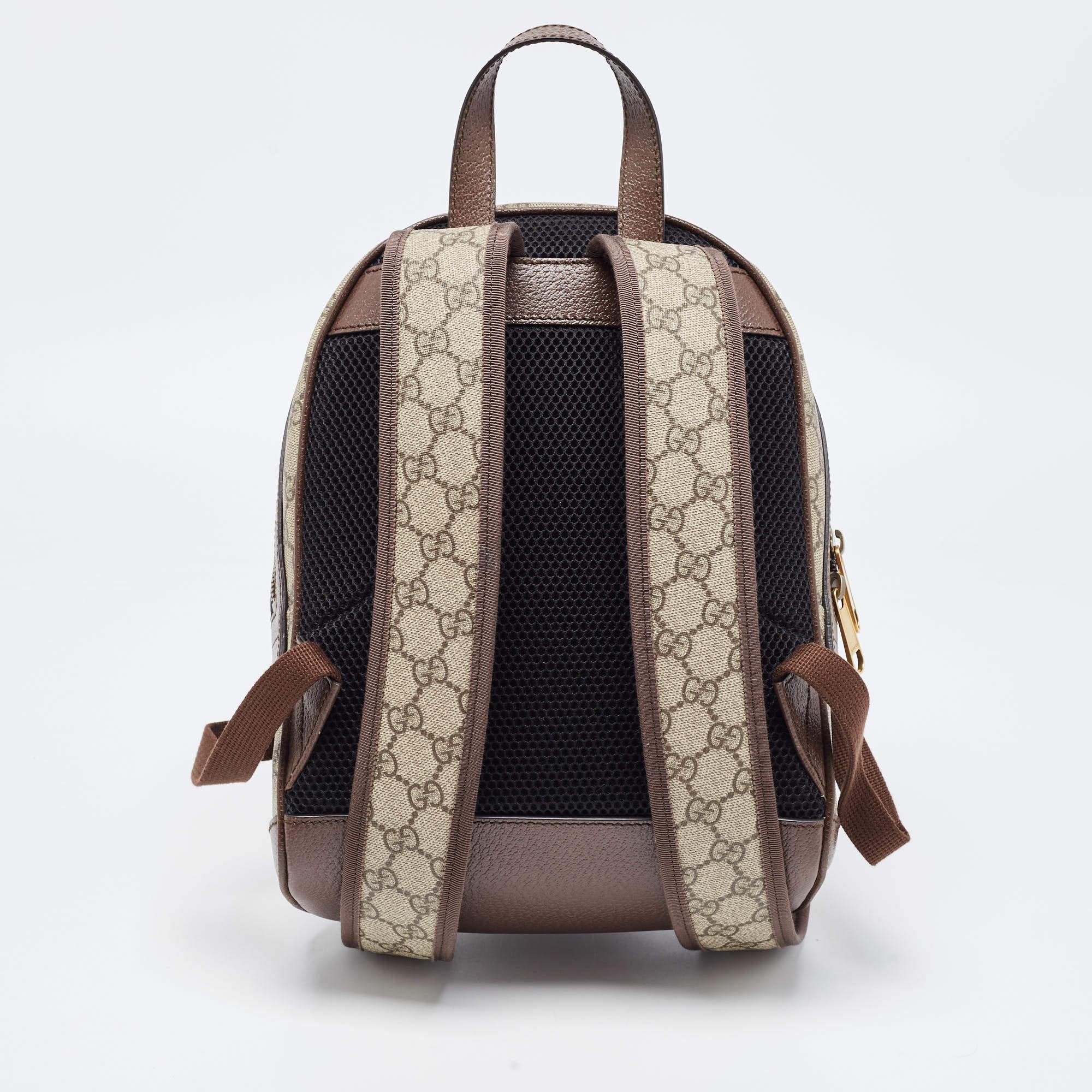 Gucci Beige/Ebony GG Supreme Coated Canvas Small Ophidia Backpack 5