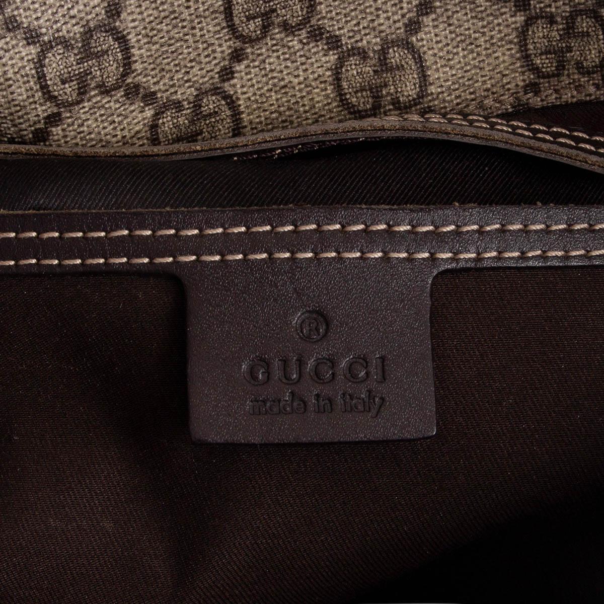 Women's  GUCCI beige / ebony GG SUPREME DOUBLE BUCKLE Messenger Bag