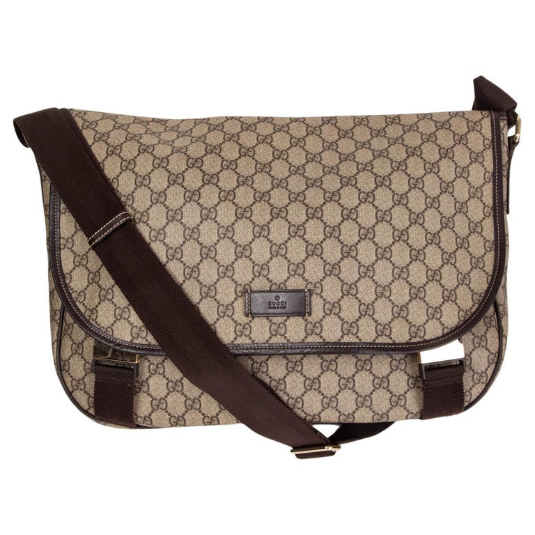 GUCCI beige / ebony GG SUPREME DOUBLE BUCKLE Messenger Bag at 1stDibs |  gucci beige/ebony gg canvas messenger bag