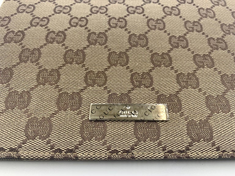 Gucci GG Supreme Leder Segeltuch Monogramm Bilderrahmen mit zwei Fachern beige Ebenholz im Angebot bei 1stDibs facher gucci gucci facher