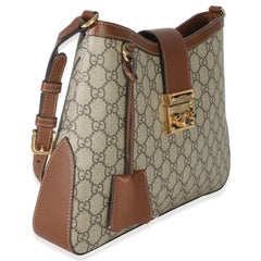Gucci Beige Ebony GG Supreme Monogram Canvas Medium Padlock Shoulder Bag