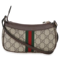 Gucci Beige Ebony GG Supreme Monogram Canvas Mini Ophidia Shoulder Bag