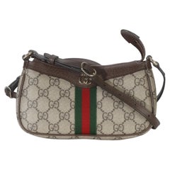 Gucci Beige Ebony GG Supreme Monogram Canvas Mini Ophidia Shoulder Bag