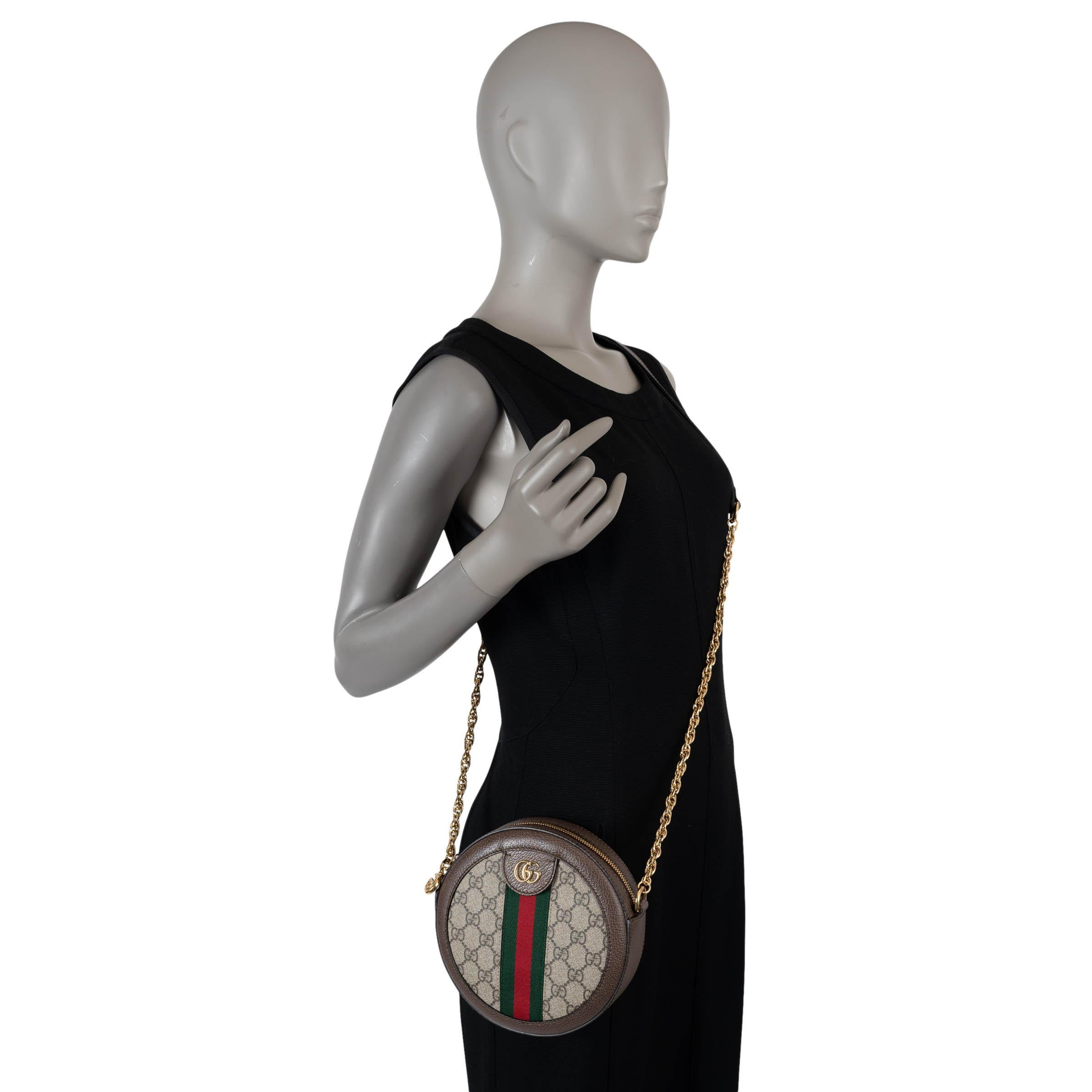 Bolso GUCCI beige y ébano GG SUPREME ROUND OPHIDIA MINI en venta 5