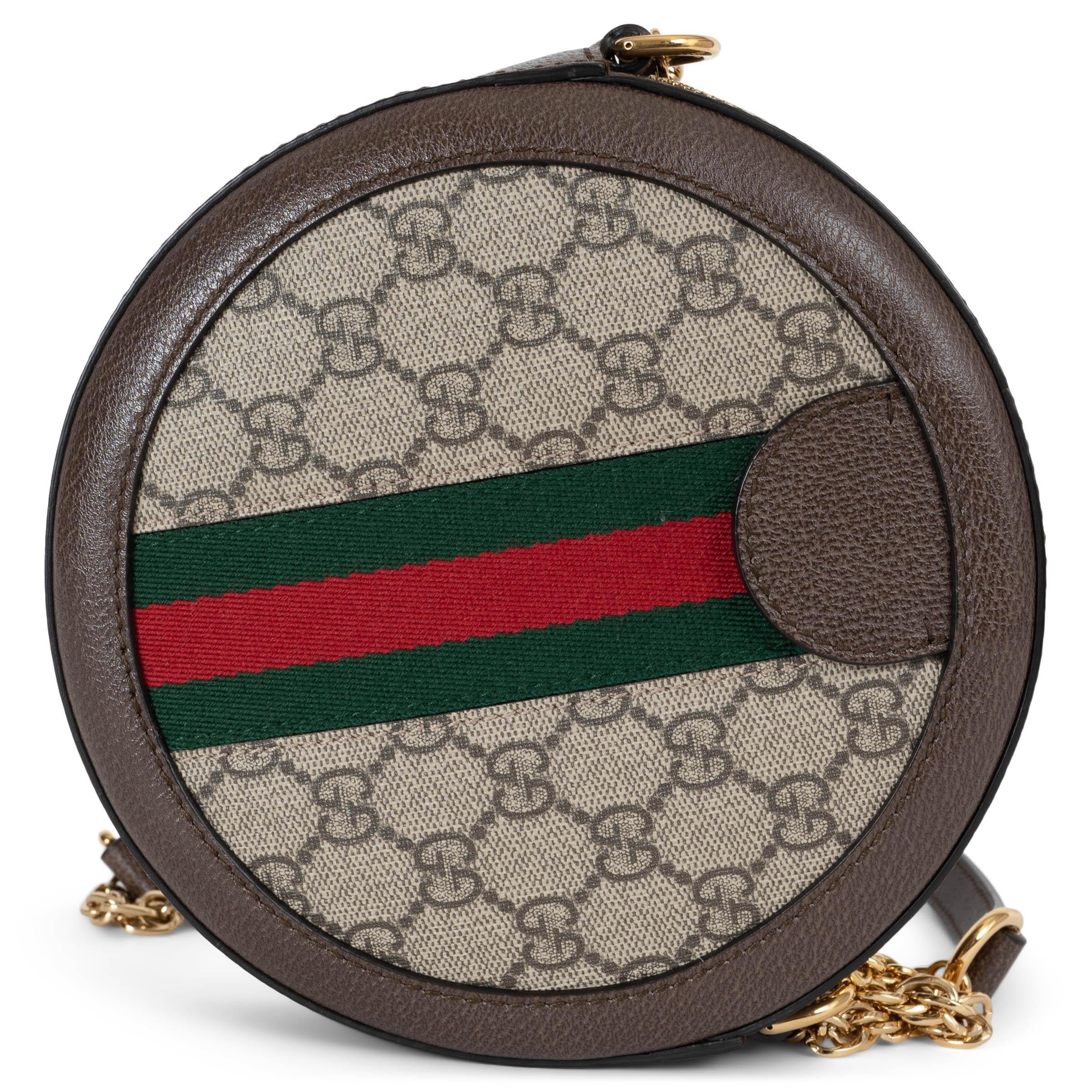 Bolso GUCCI beige y ébano GG SUPREME ROUND OPHIDIA MINI Negro en venta