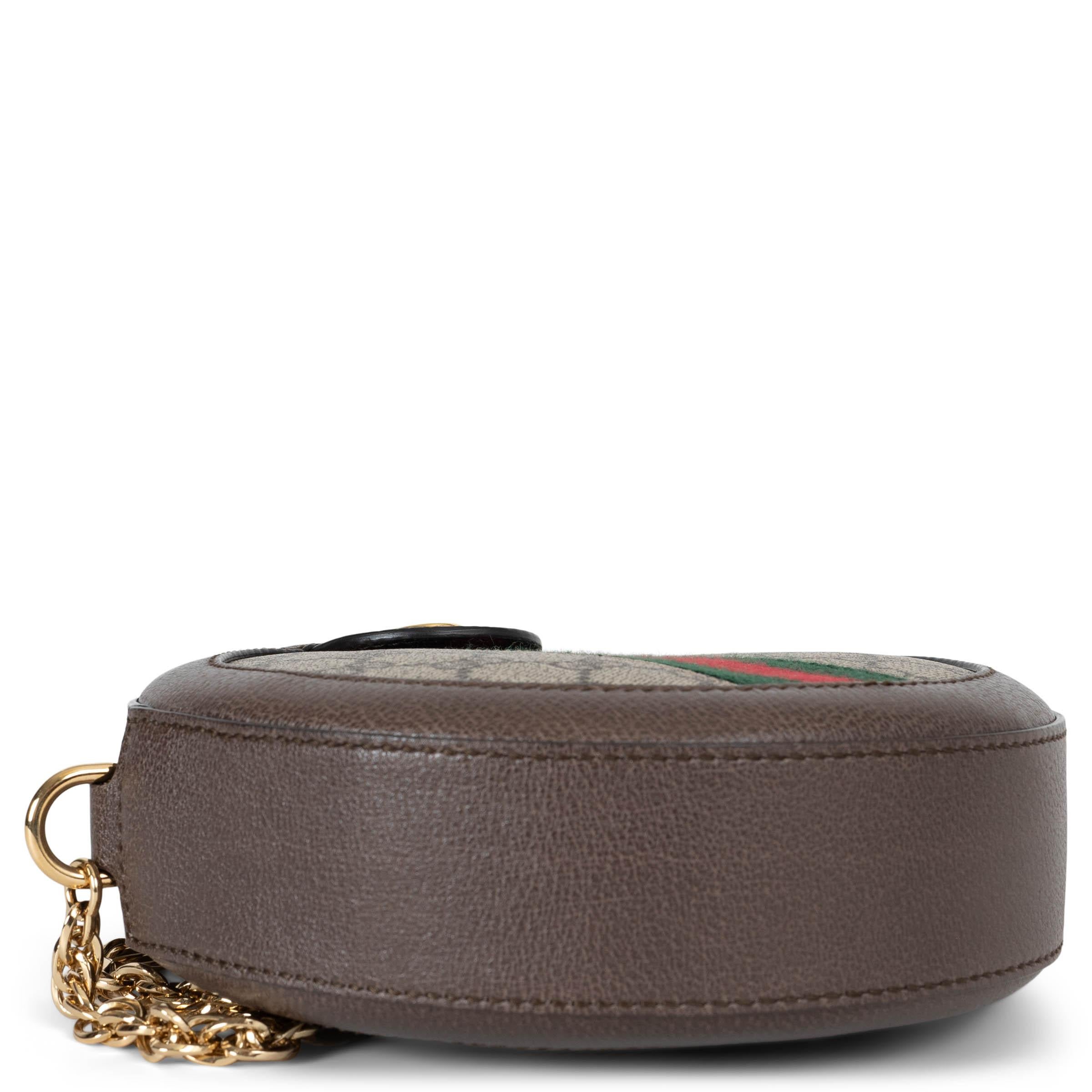 Bolso GUCCI beige y ébano GG SUPREME ROUND OPHIDIA MINI en Excelente estado para la venta en Zürich, CH
