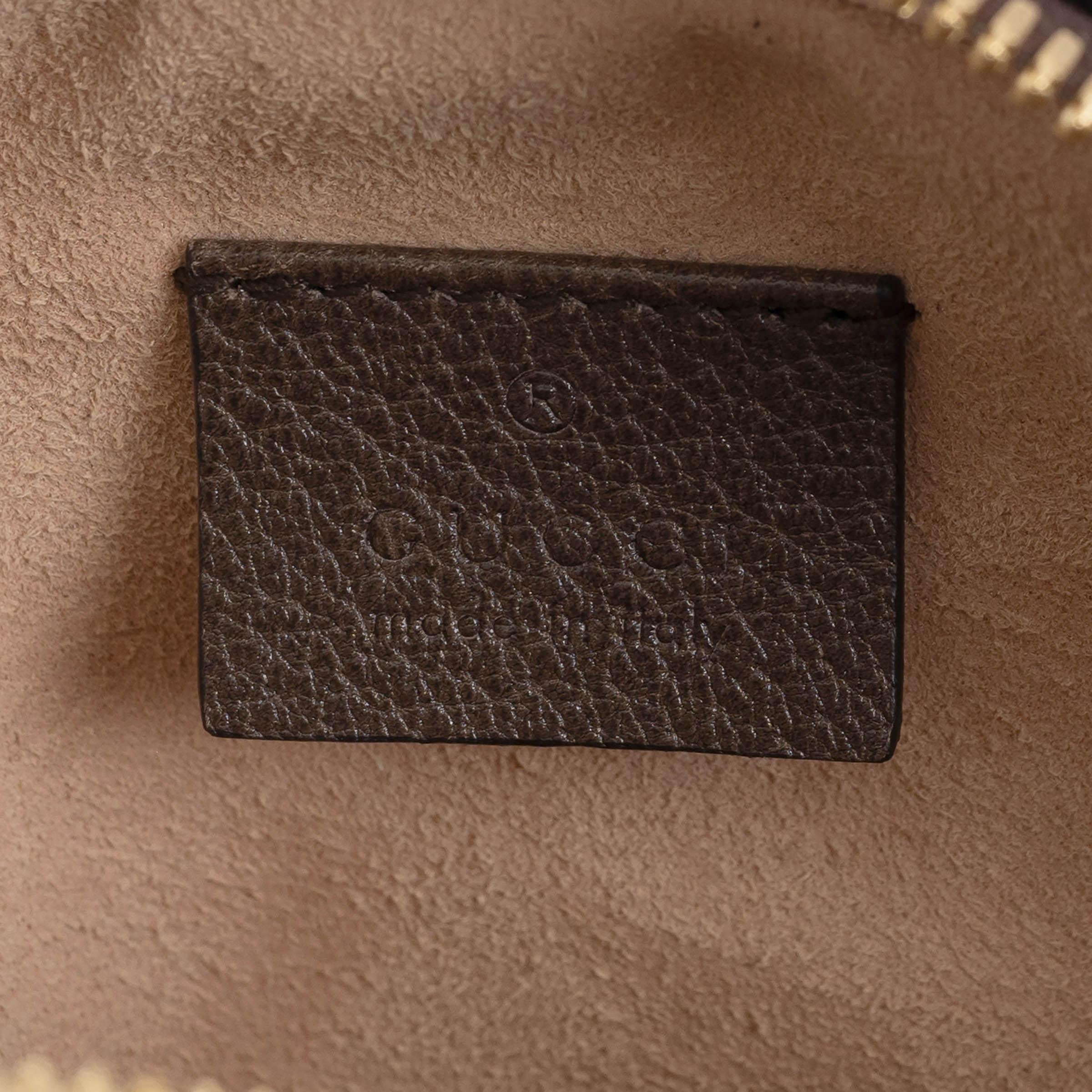 Bolso GUCCI beige y ébano GG SUPREME ROUND OPHIDIA MINI en venta 3
