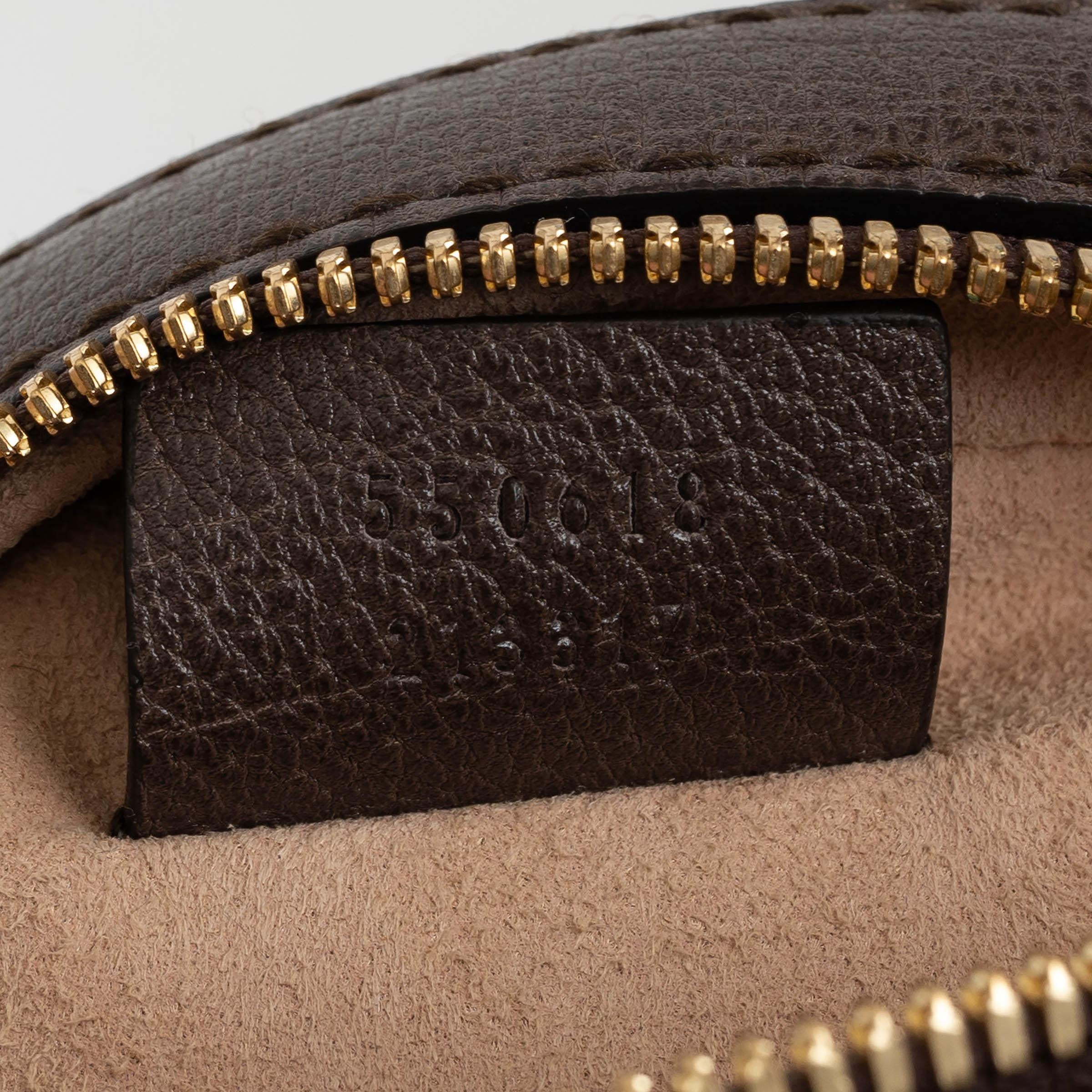 Bolso GUCCI beige y ébano GG SUPREME ROUND OPHIDIA MINI en venta 4