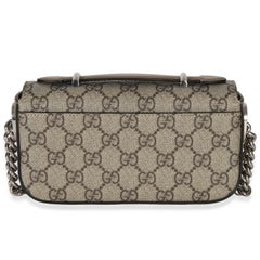 Gucci Beige Ebony GG Supreme Senna Petite GG Top Handle Chain Shoulder Bag