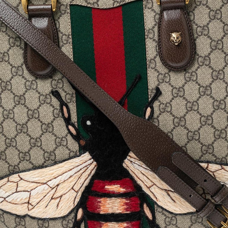 Gucci Bee Embroided GG Supreme Canvas Tote at 1stDibs