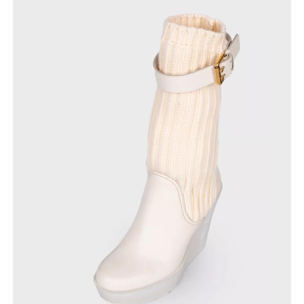 Gucci Tejido Beige y Cuero Hebilla Calcetín Botas Sz.37 en Bueno estado para la venta en Krakow, PL