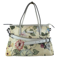 Gucci Beige Floral Print by Kris Knight 2 Way Shoulder Tote Bag