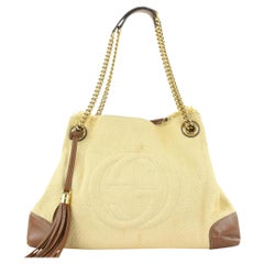 Gucci Beige Fransen Quaste Creme Raffia Soho Kette Tote Bag 2GA1113