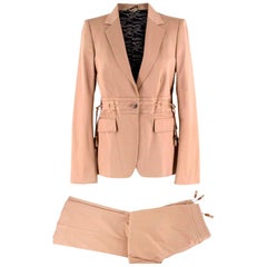 Gucci beige gabardine safari suit US 6