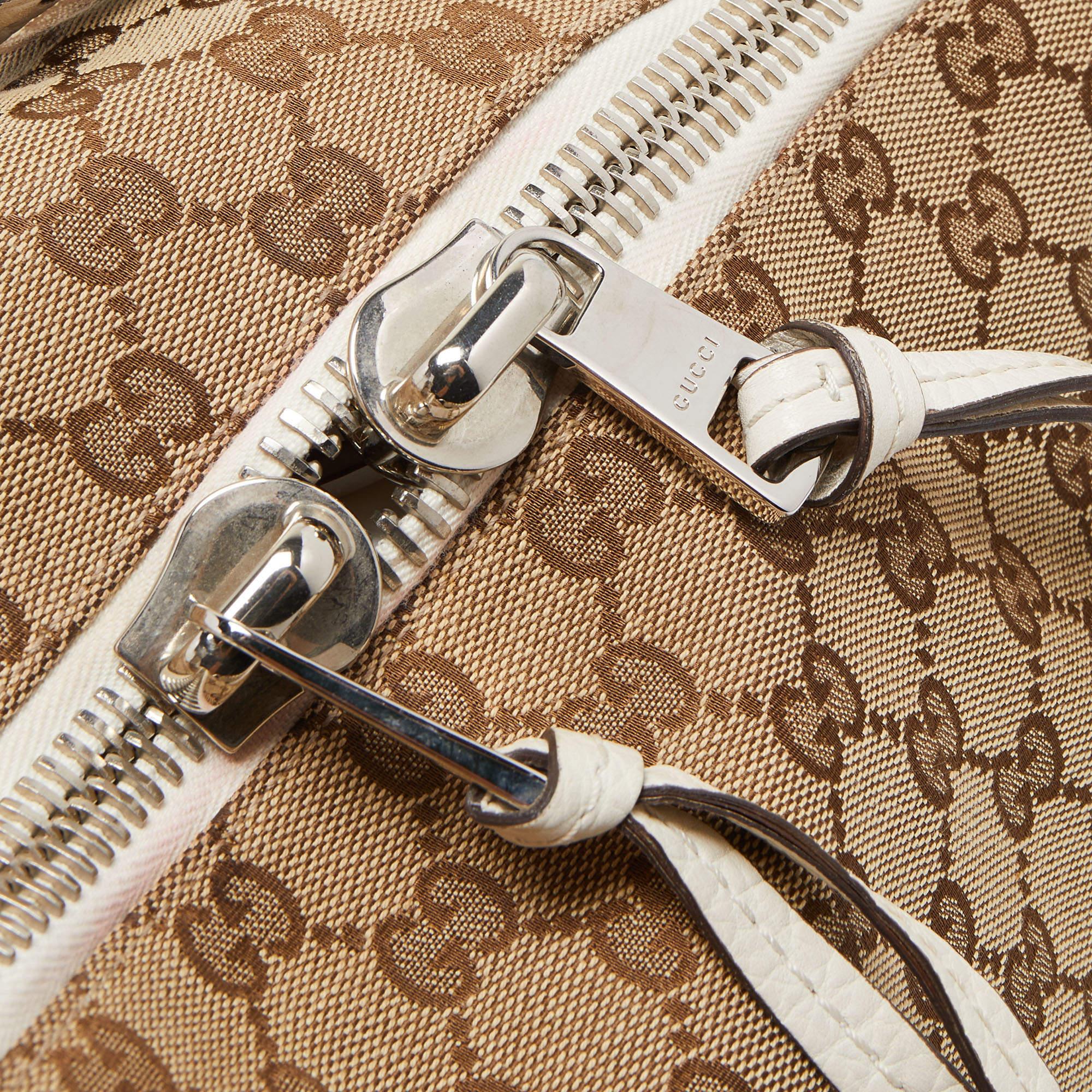 Gucci Beige GG Canvas And Leather Bamboo Bar Shoulder Bag 3