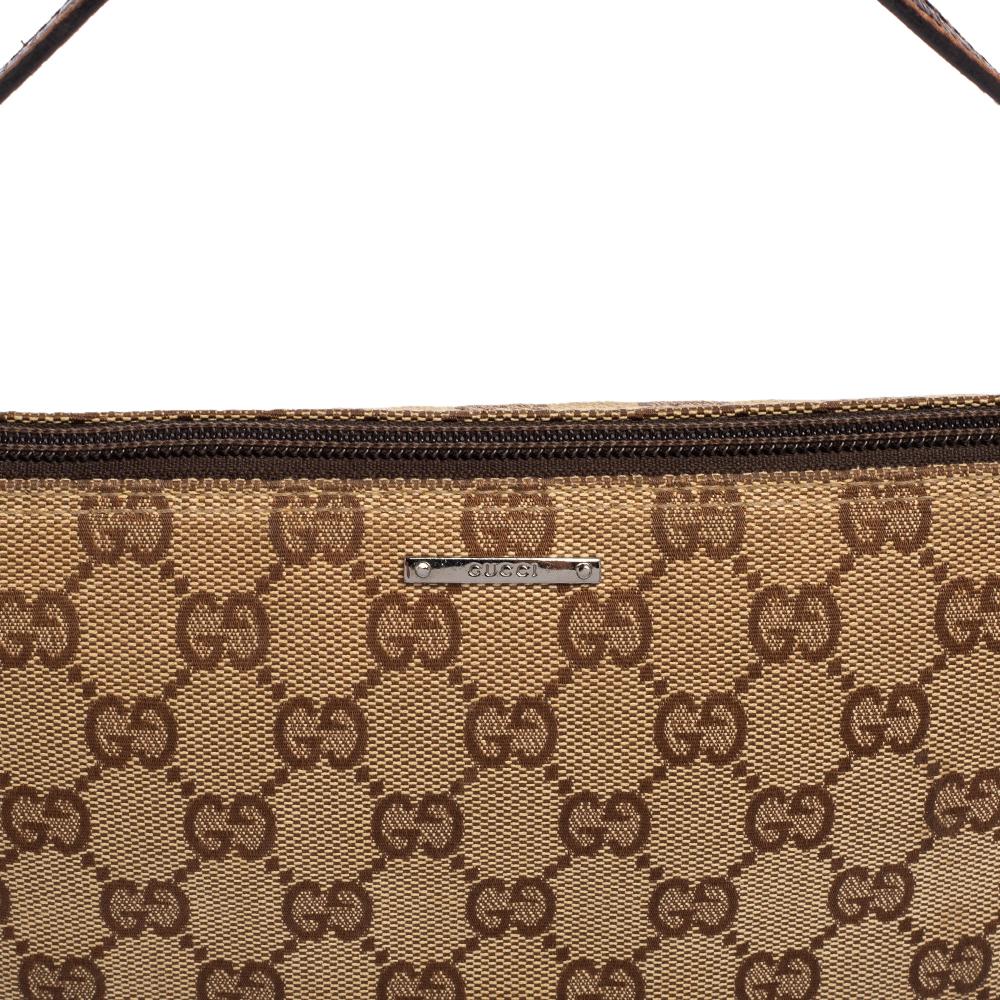 Women's Gucci Beige GG Canvas and Leather Boat Pochette Bag