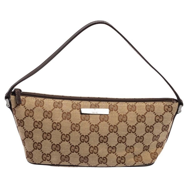 Gucci Beige GG Canvas and Leather Boat Pochette Bag at 1stDibs