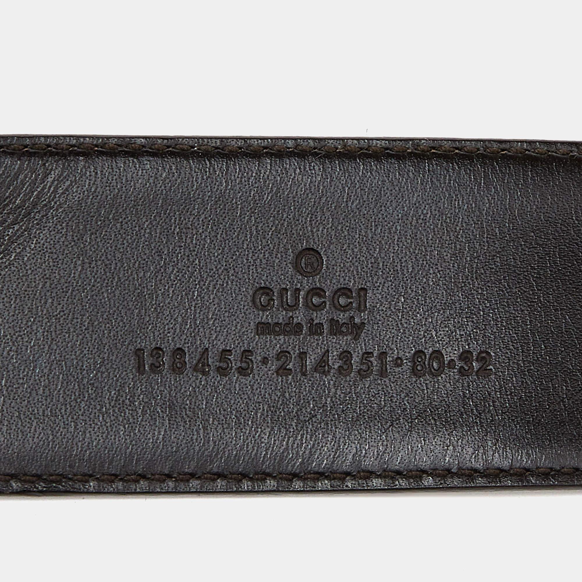Gucci Beige GG Canvas and Leather Buckle Belt 80CM In Good Condition In Dubai, Al Qouz 2