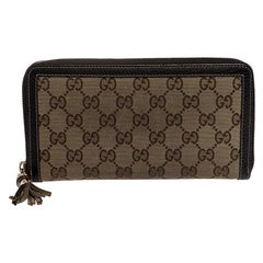 Gucci Beige GG Canvas and Leather Continental Zip Around Wallet