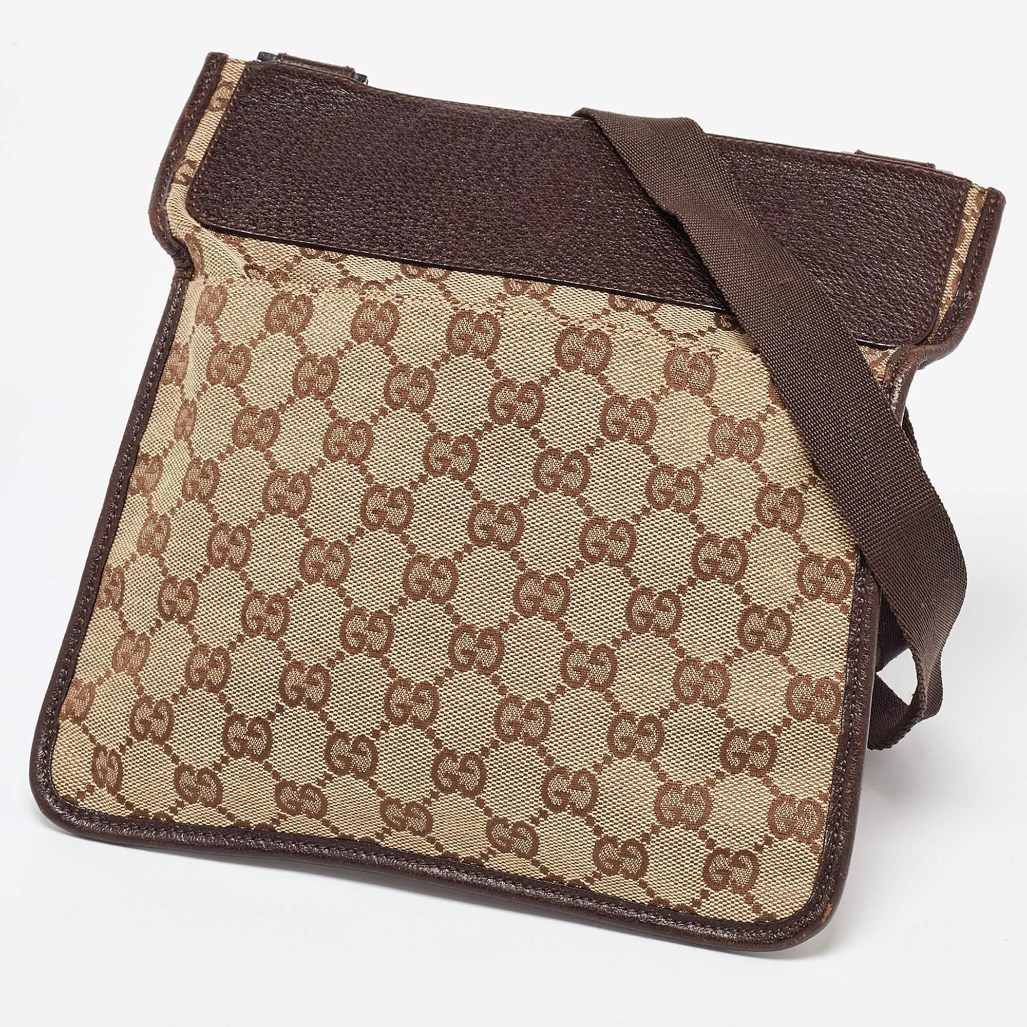 De las mujeres Bolso cruzado de lona y piel Gucci Beige GG