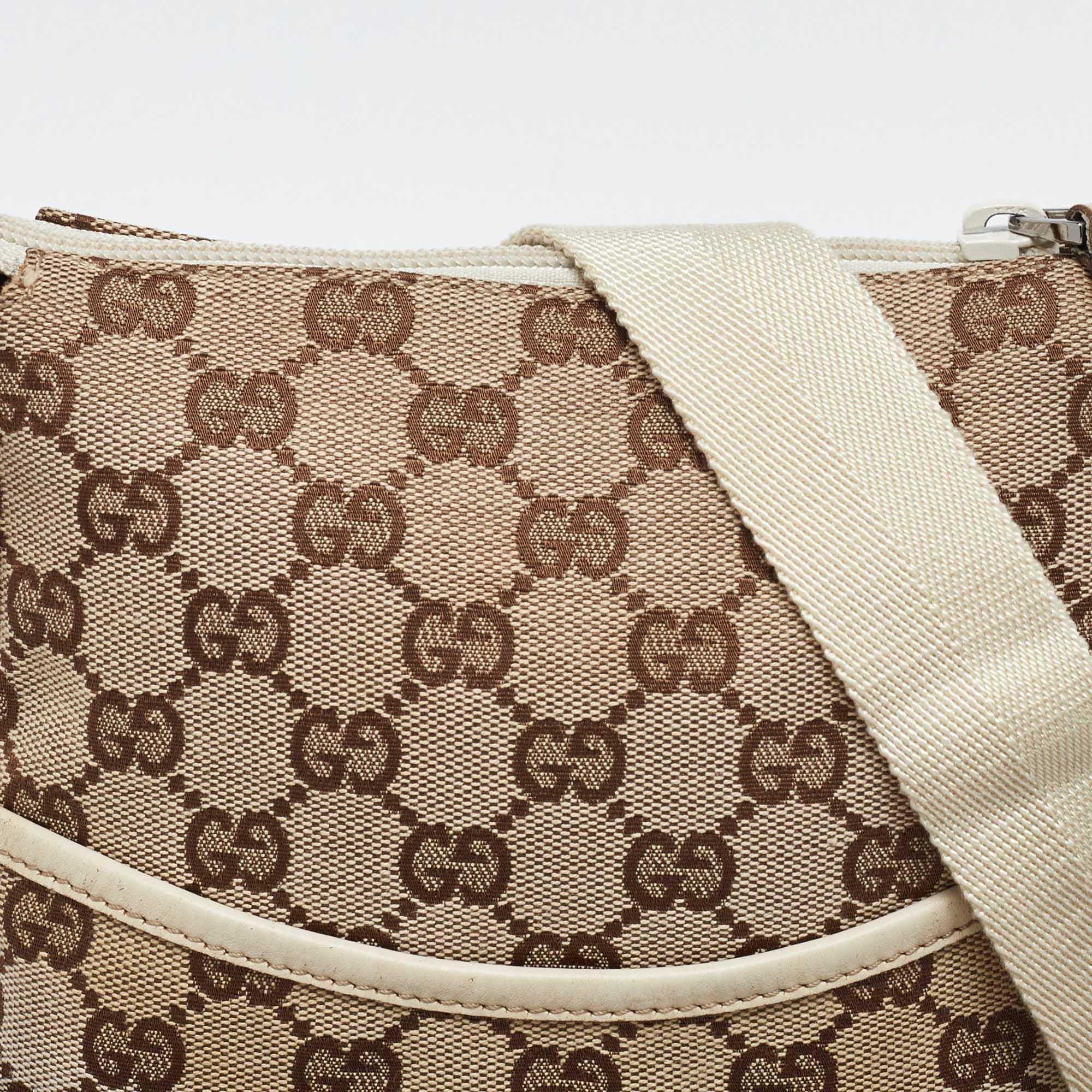Bolso cruzado de lona y piel Gucci Beige GG 1