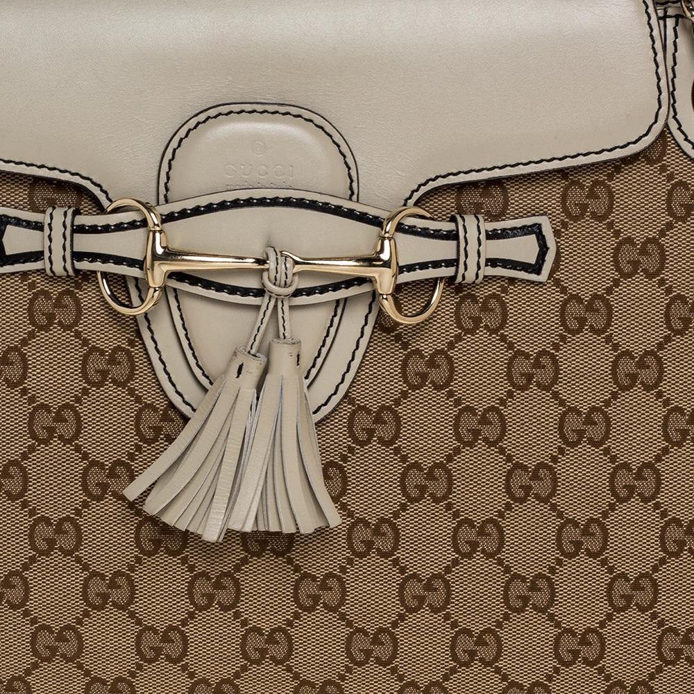 Gucci Beige GG Canvas and Leather Large Emily Chain Shoulder Bag 1