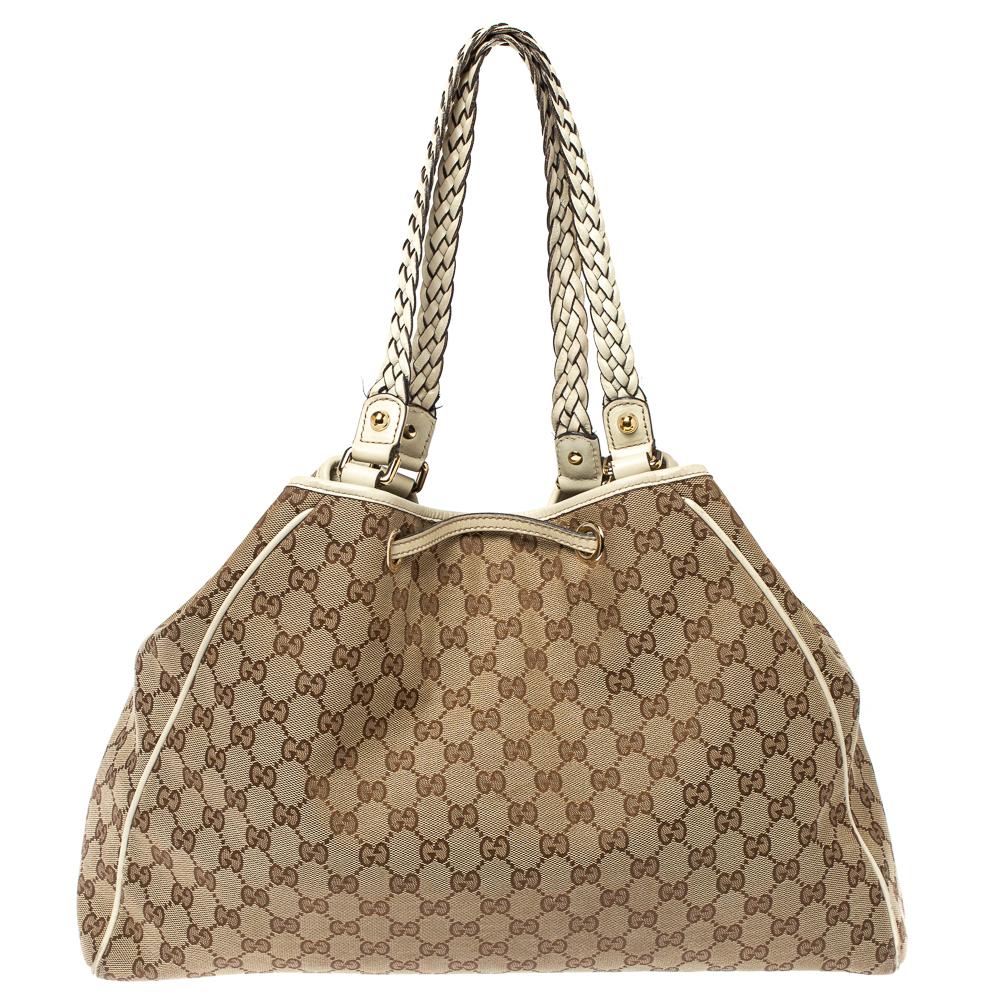 gucci braided handle tote