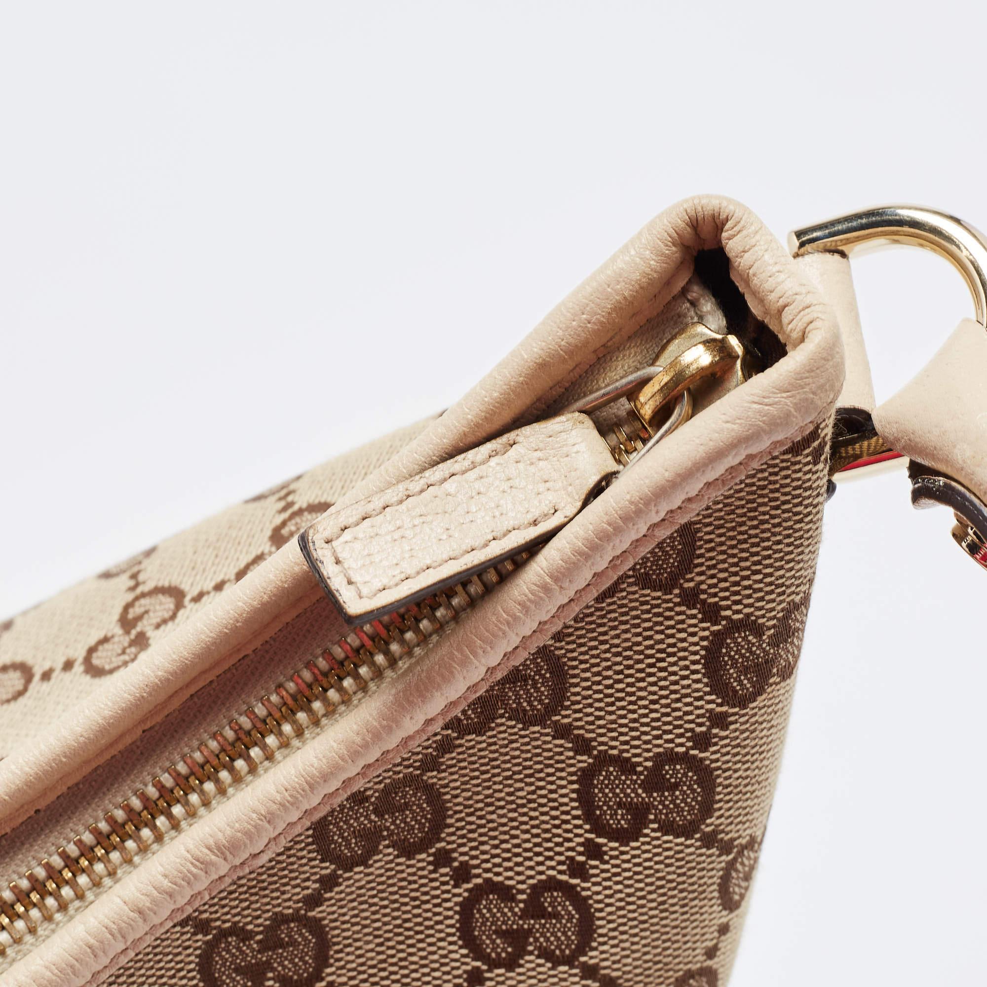 Gucci Beige GG Canvas and Leather Medium Abbey D-Ring Hobo 2