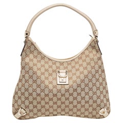 Gucci Beige GG Canvas and Leather Medium Abbey D-Ring Hobo