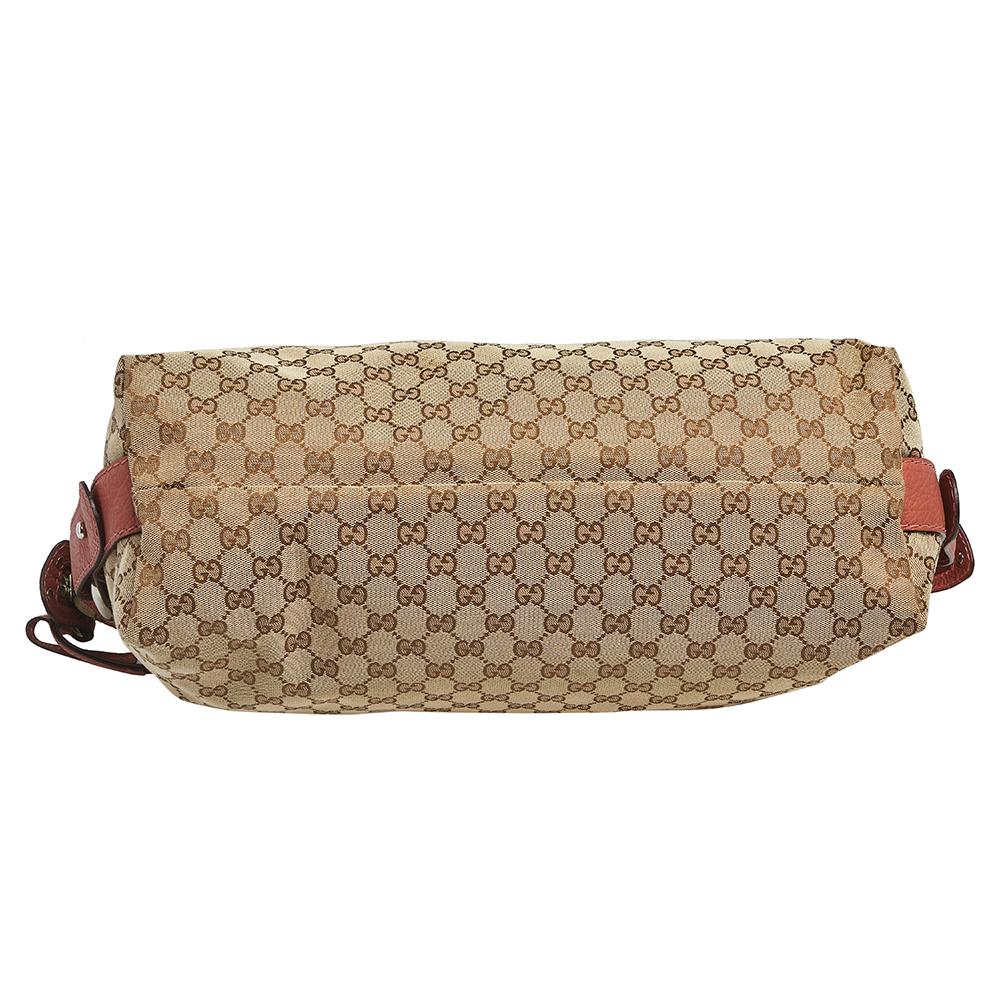 Gucci Borsa a tracolla media in tela e pelle GG Beige Bamboo Bar 1
