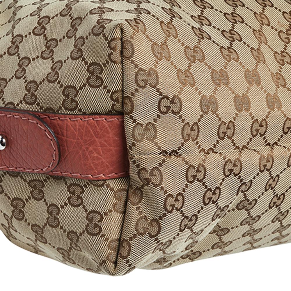 Gucci Borsa a tracolla media in tela e pelle GG Beige Bamboo Bar 2