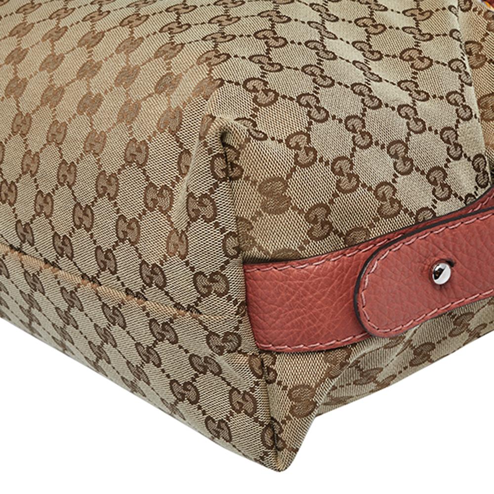 Gucci Borsa a tracolla media in tela e pelle GG Beige Bamboo Bar 3