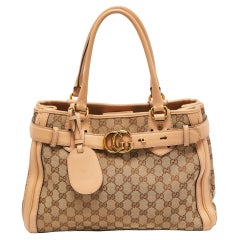 Gucci Beige GG Canvas and Leather Medium Running Tote