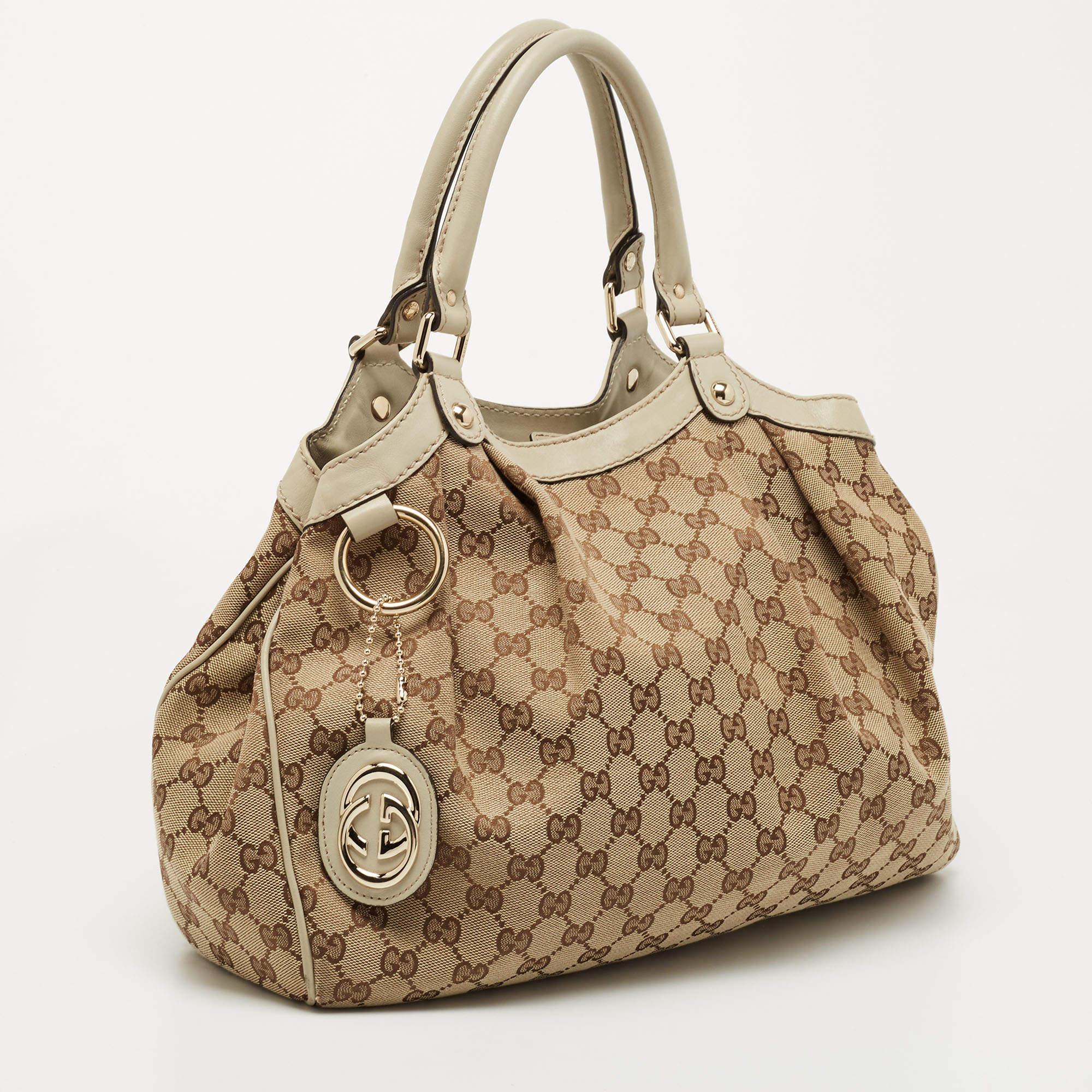 Gucci Beige GG Canvas and Leather Medium Sukey Tote 5