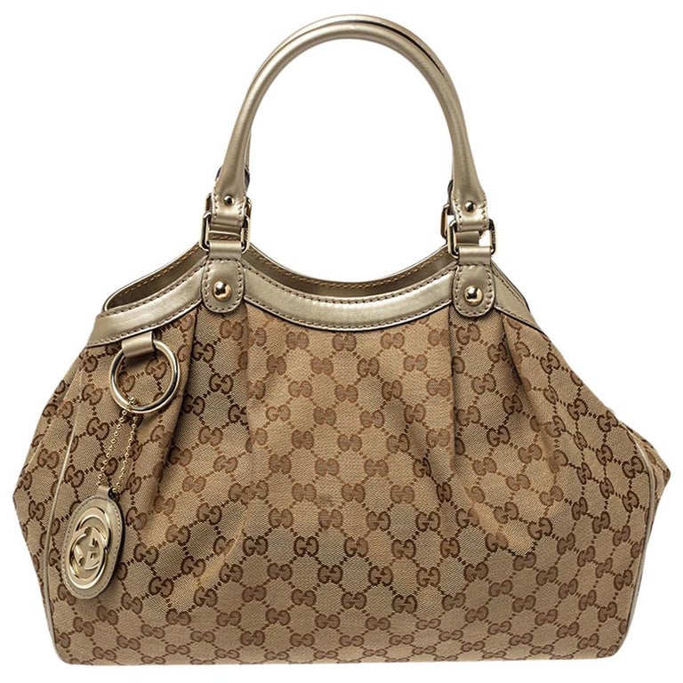 Gucci Beige GG Canvas and Leather Medium Sukey Tote at 1stDibs